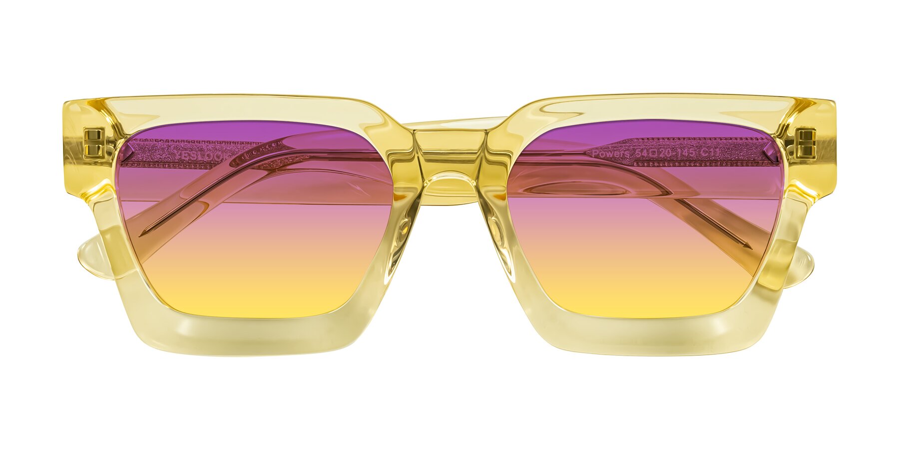 Folded Front of Powers in Light Yellow with Purple / Yellow Gradient Lenses