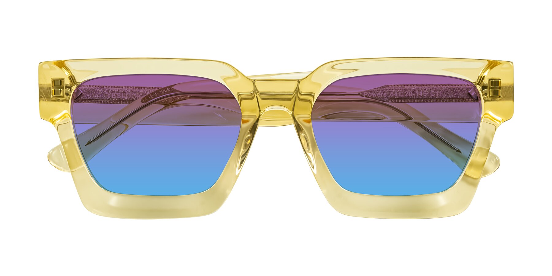 Folded Front of Powers in Light Yellow with Purple / Blue Gradient Lenses