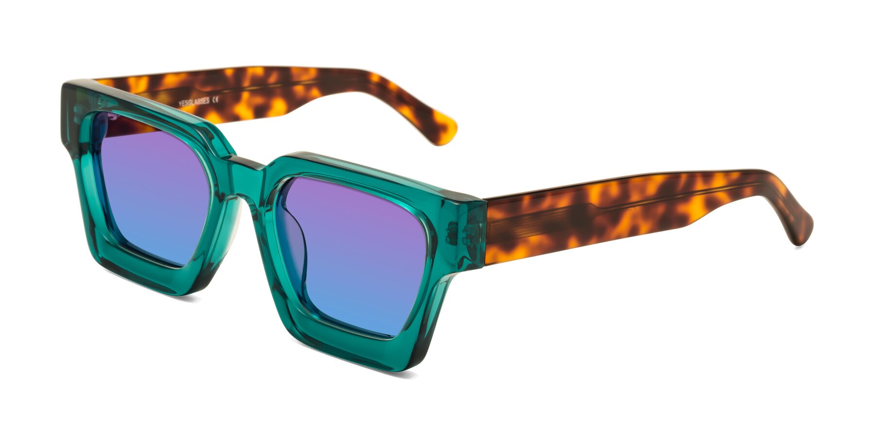 Angle of Powers in Green-Tortoise with Purple / Blue Gradient Lenses