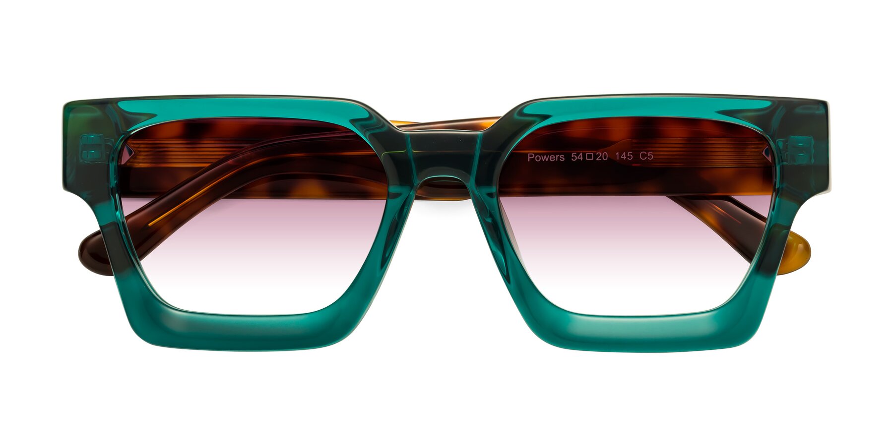 Folded Front of Powers in Green-Tortoise with Wine Gradient Lenses