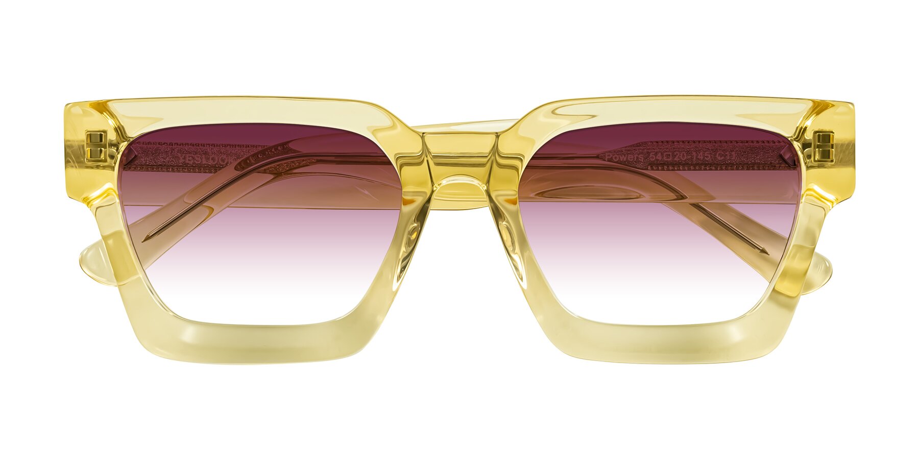 Folded Front of Powers in Light Yellow with Wine Gradient Lenses