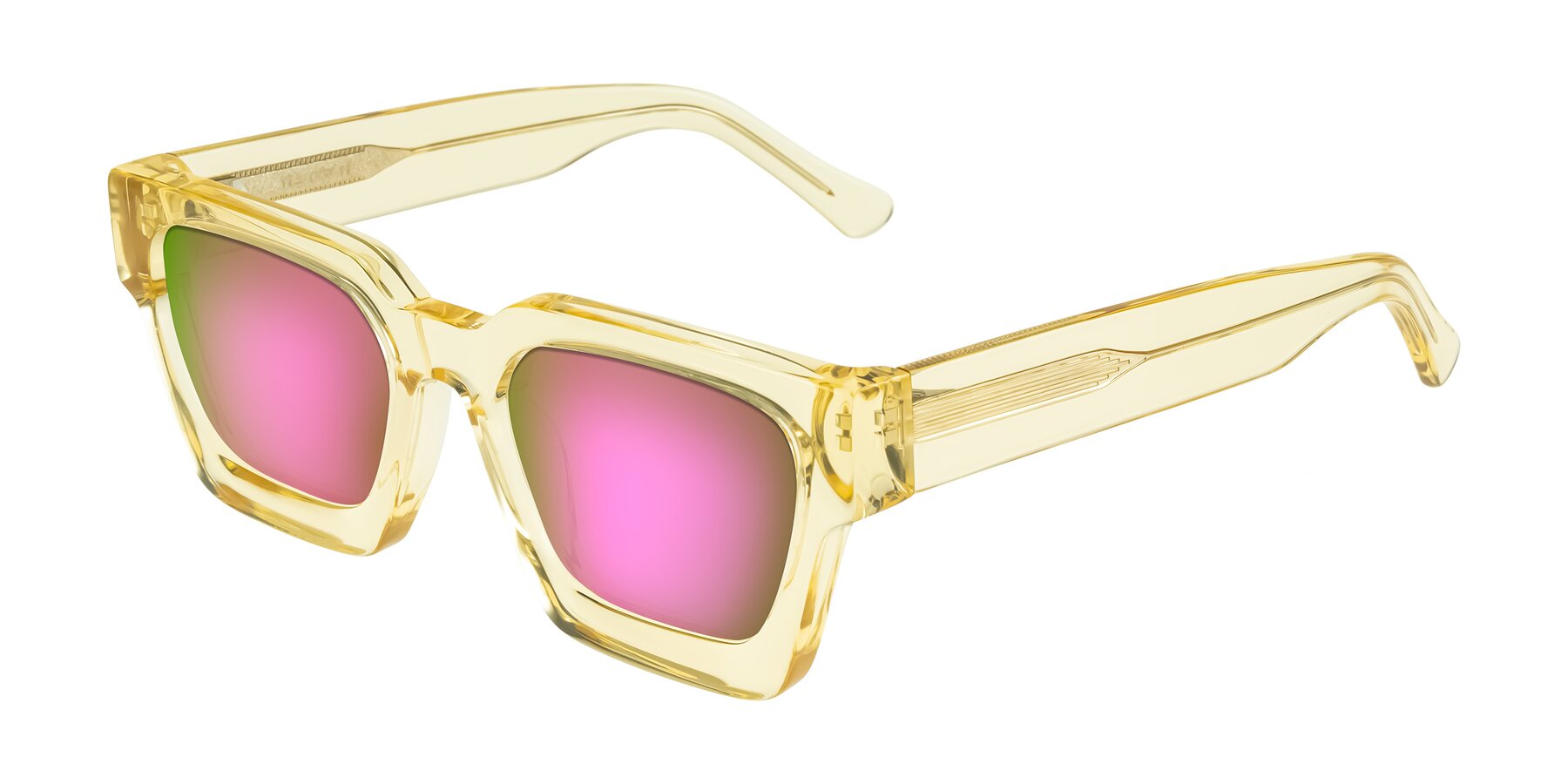 Angle of Powers in Light Yellow with Pink Mirrored Lenses