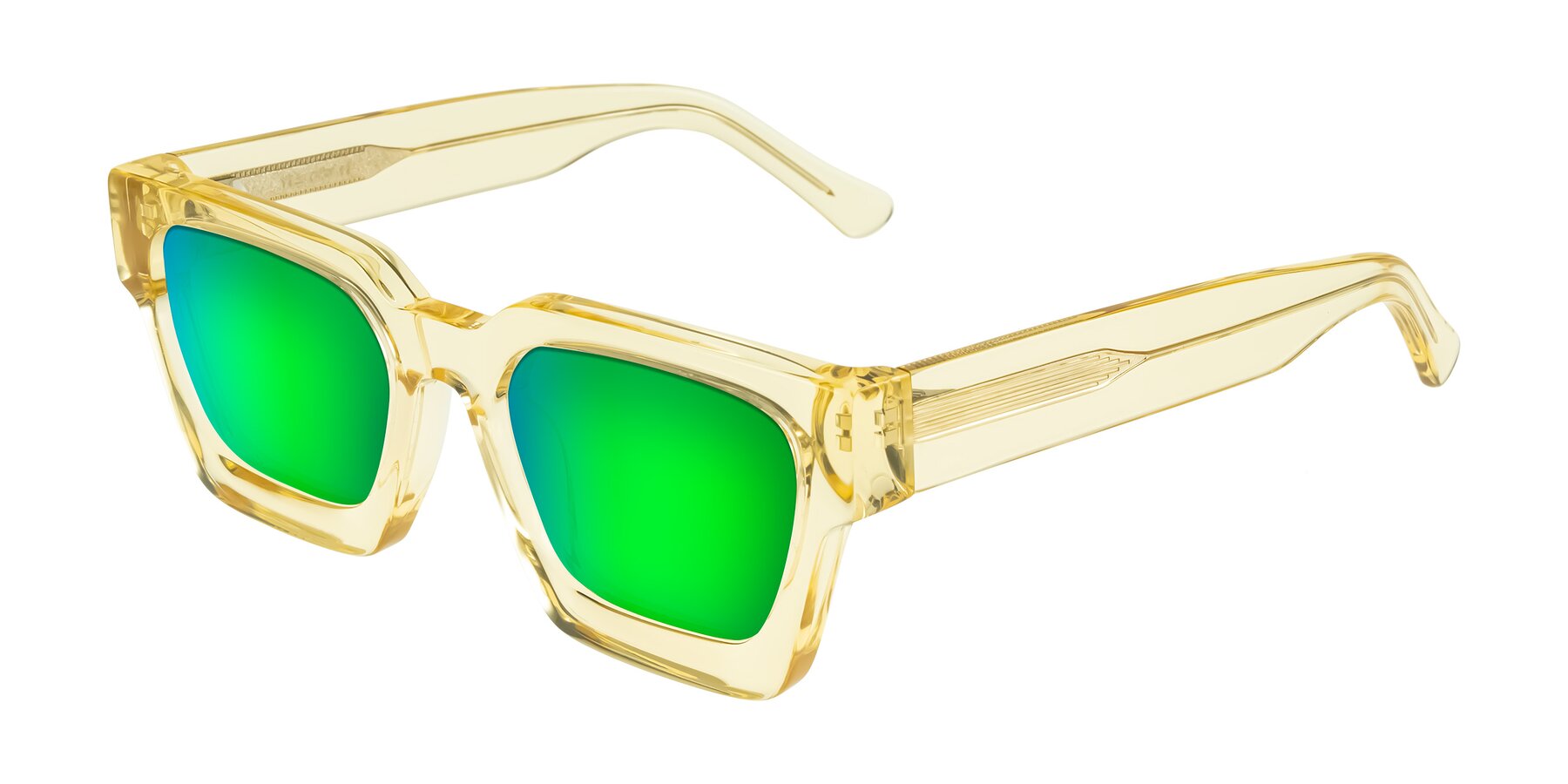 Angle of Powers in Light Yellow with Green Mirrored Lenses