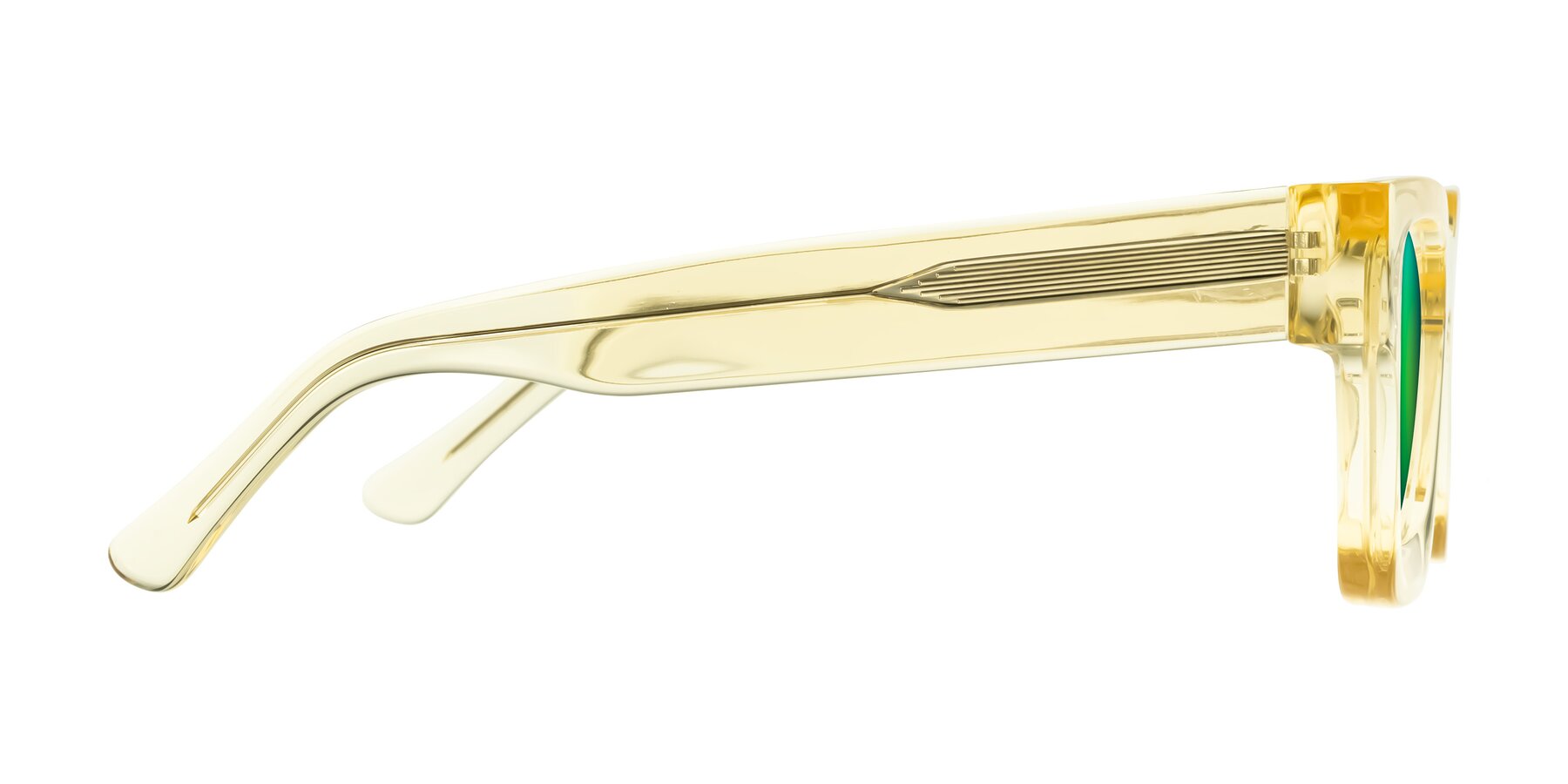 Side of Powers in Light Yellow with Green Mirrored Lenses