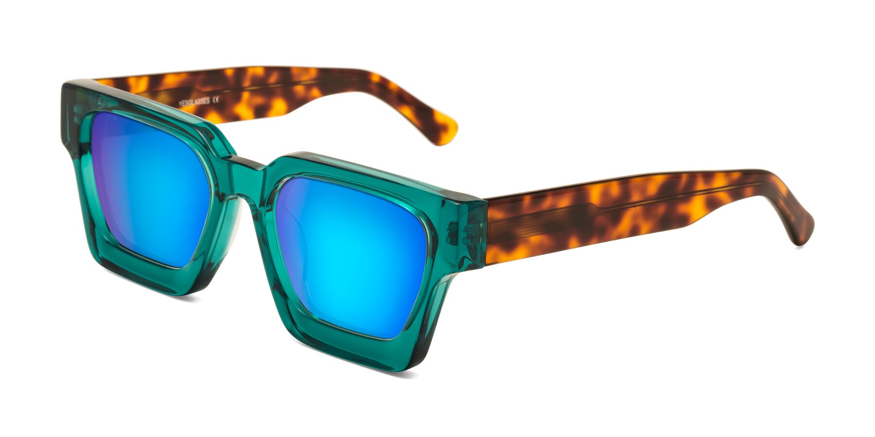 Angle of Powers in Green-Tortoise with Blue Mirrored Lenses