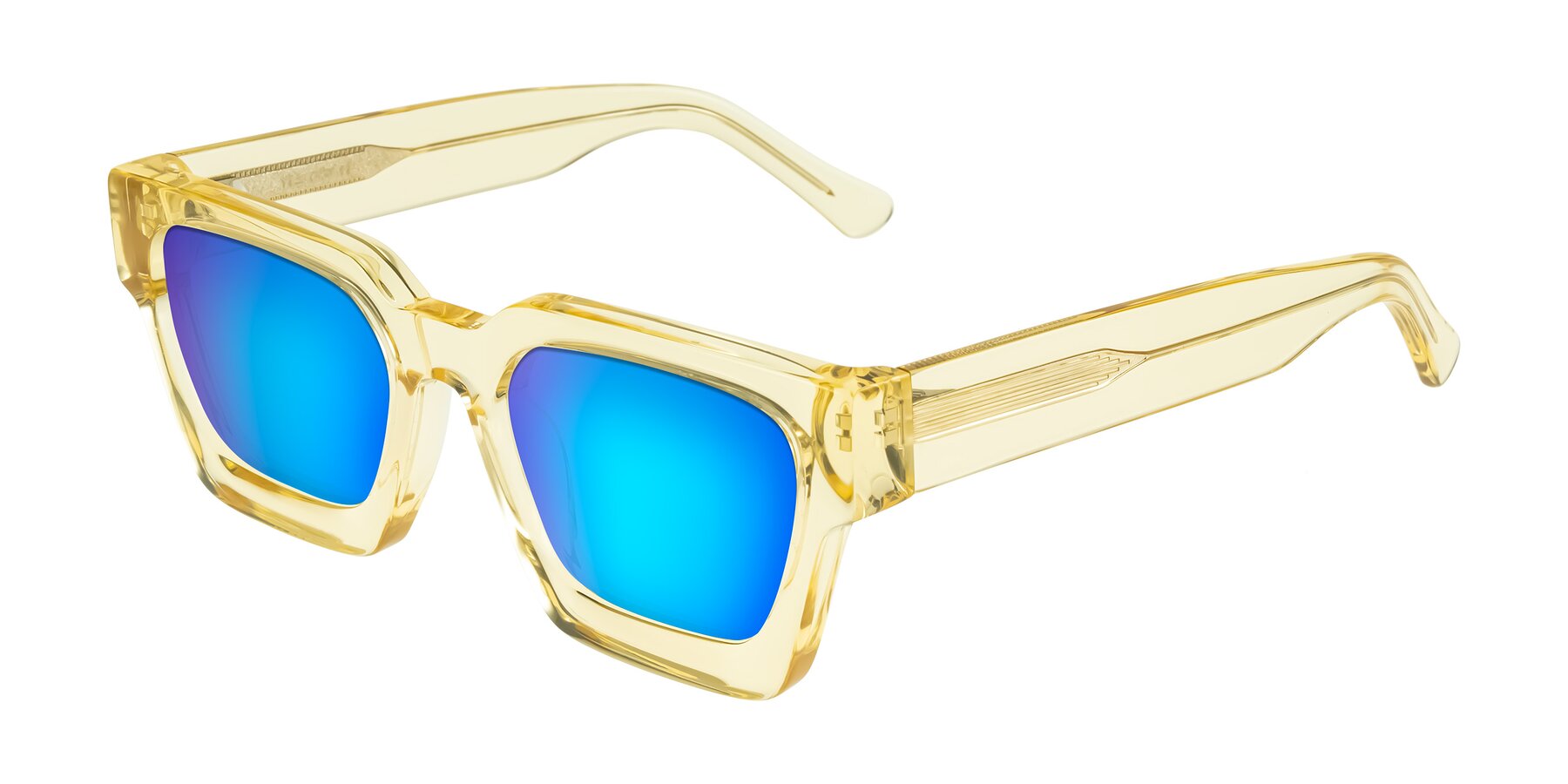 Angle of Powers in Light Yellow with Blue Mirrored Lenses