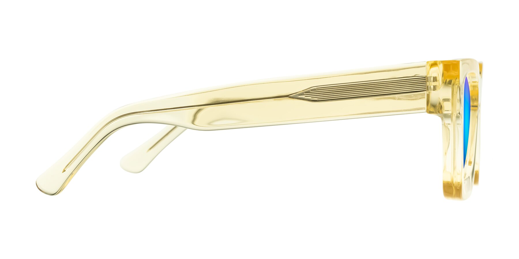 Side of Powers in Light Yellow with Blue Mirrored Lenses
