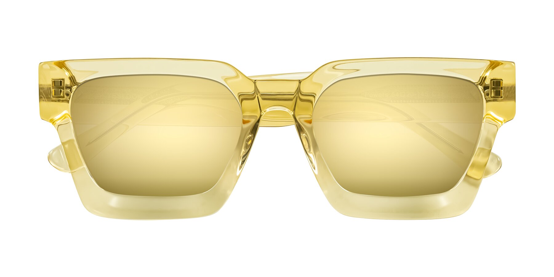 Folded Front of Powers in Light Yellow with Gold Mirrored Lenses