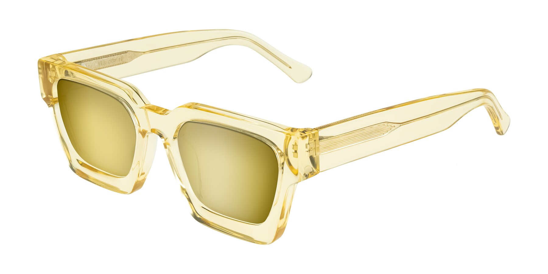 Angle of Powers in Light Yellow with Gold Mirrored Lenses