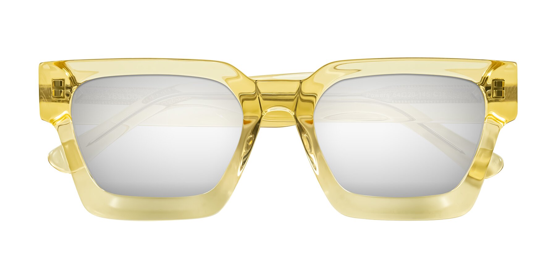 Folded Front of Powers in Light Yellow with Silver Mirrored Lenses
