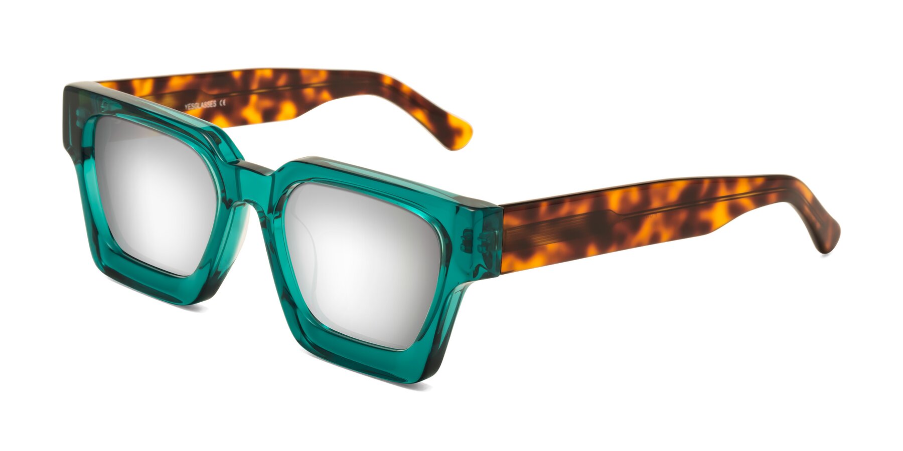 Angle of Powers in Green-Tortoise with Silver Mirrored Lenses