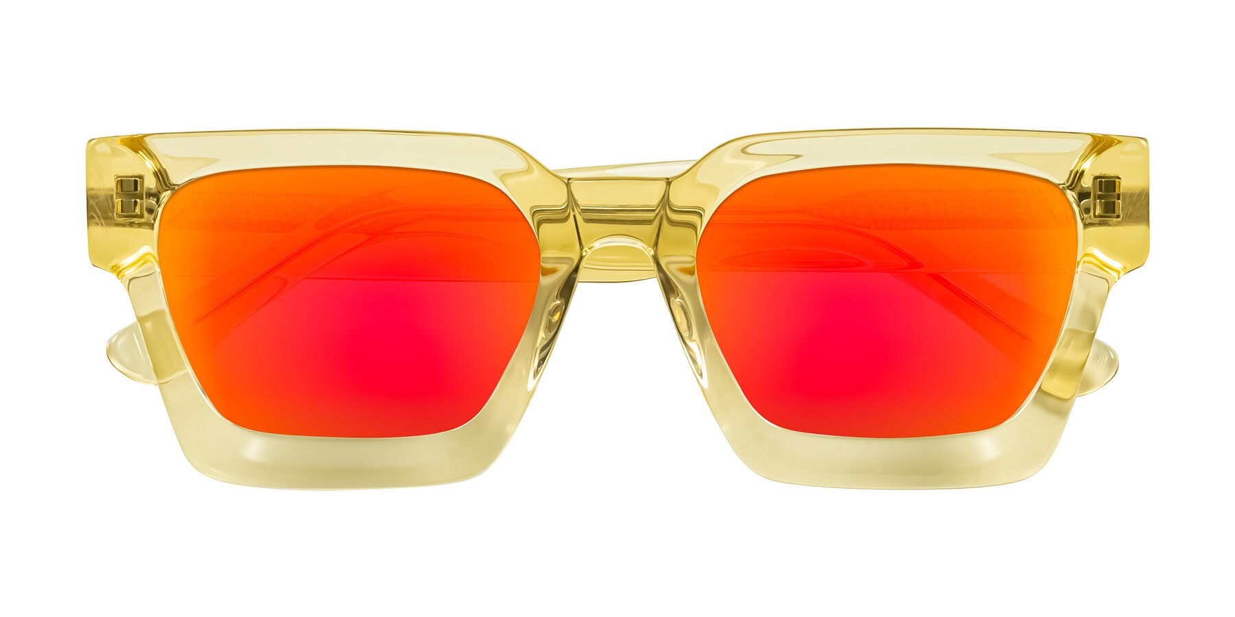 Folded Front of Powers in Light Yellow with Red Gold Mirrored Lenses
