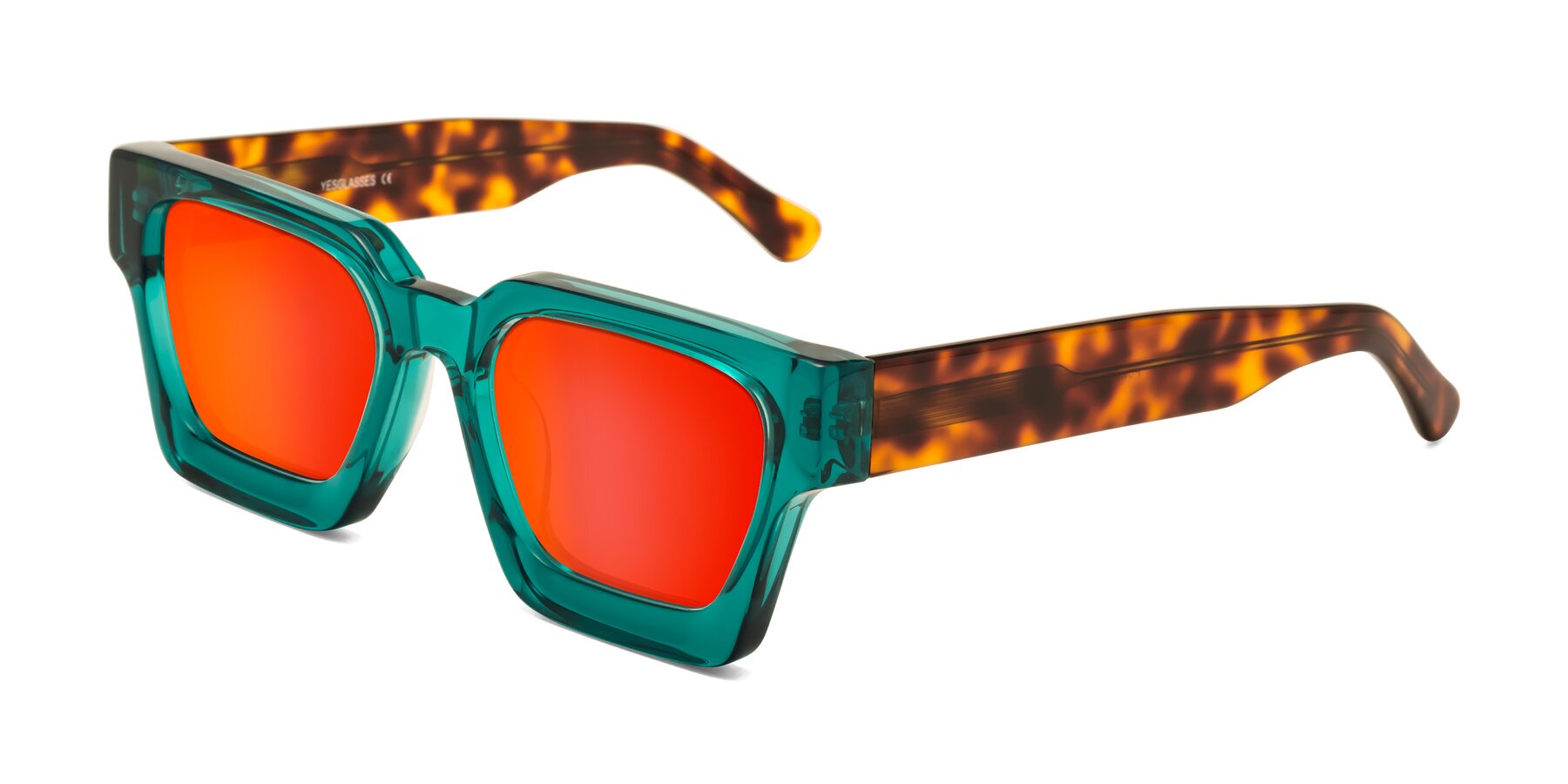 Angle of Powers in Green-Tortoise with Red Gold Mirrored Lenses