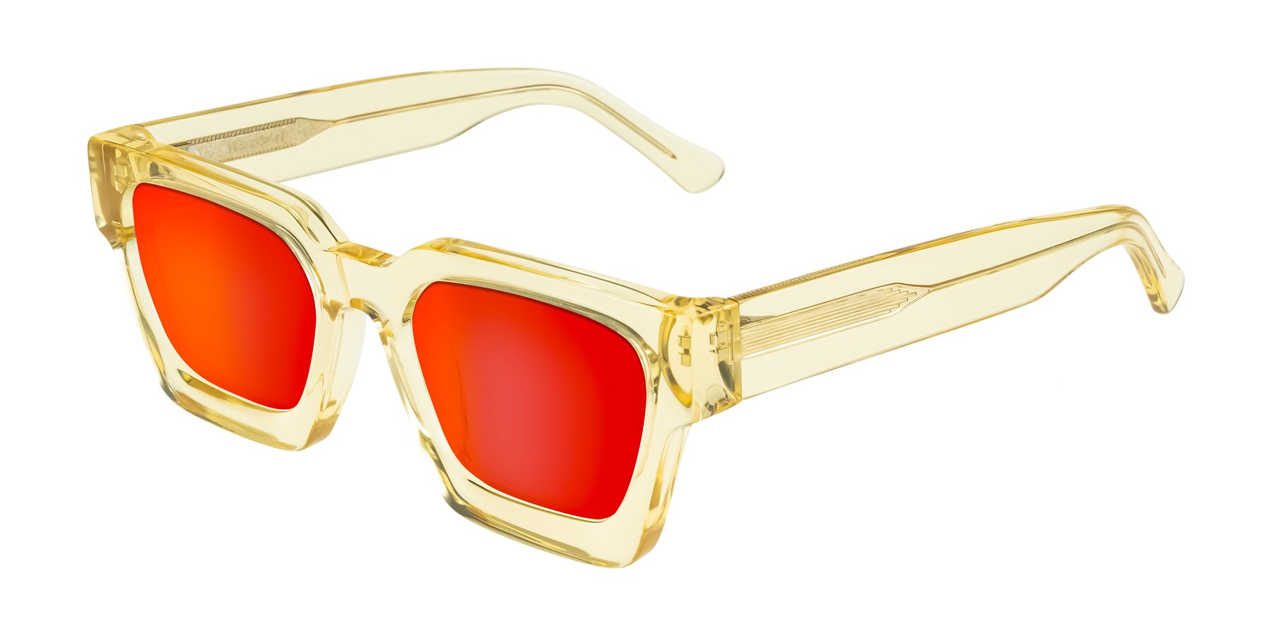 Angle of Powers in Light Yellow with Red Gold Mirrored Lenses