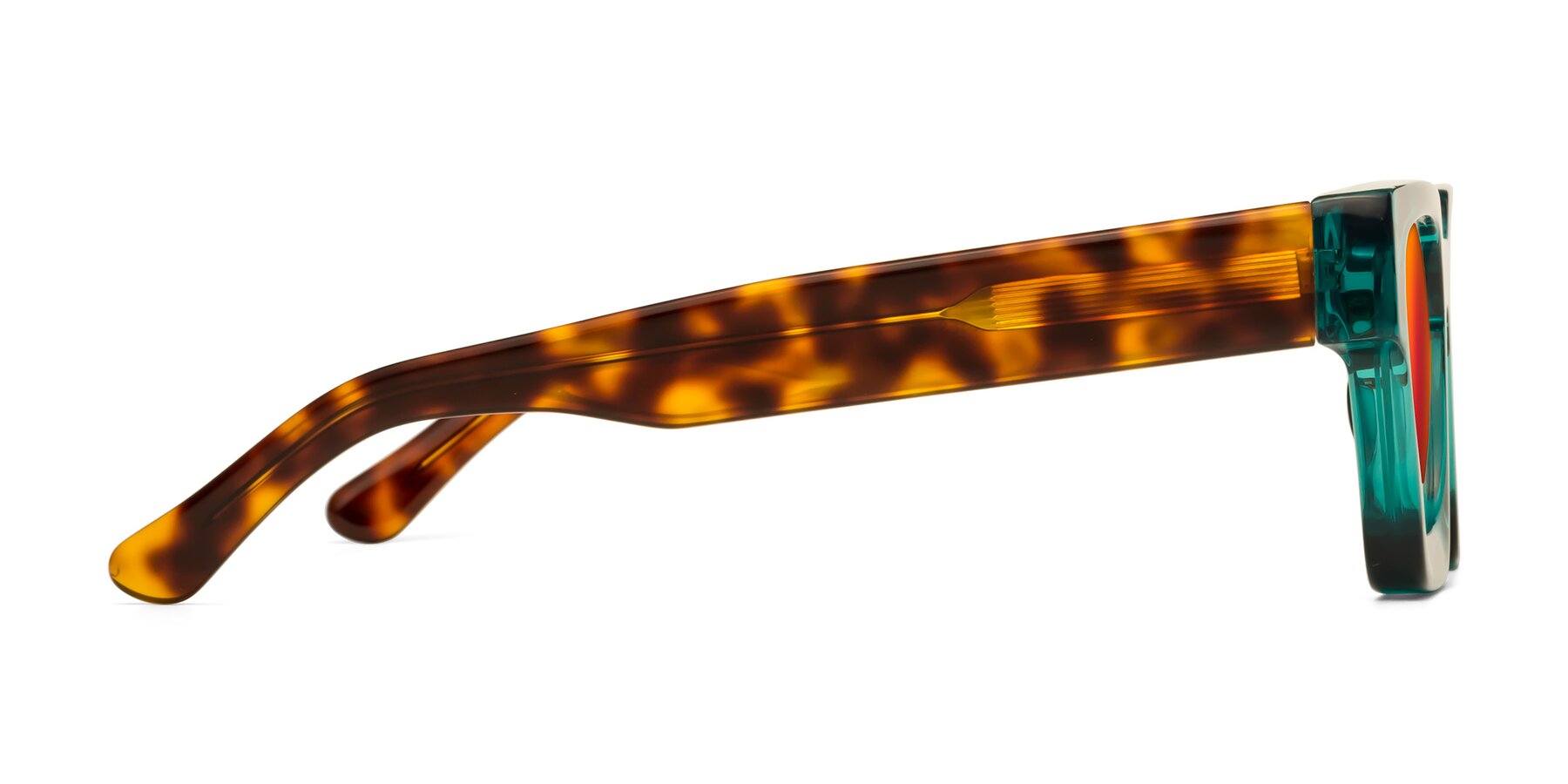 Side of Powers in Green-Tortoise with Red Gold Mirrored Lenses