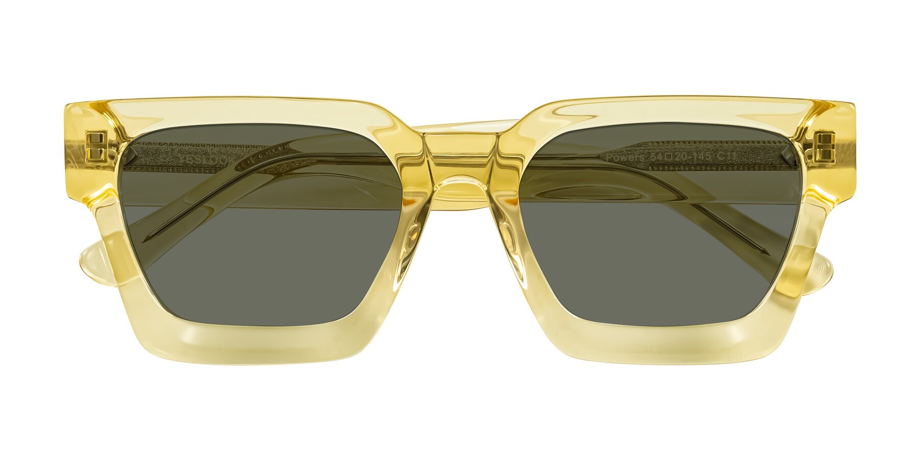 Folded Front of Powers in Light Yellow with Gray Polarized Lenses
