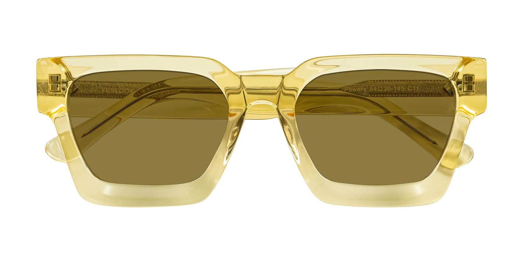 Folded Front of Powers in Light Yellow with Brown Polarized Lenses