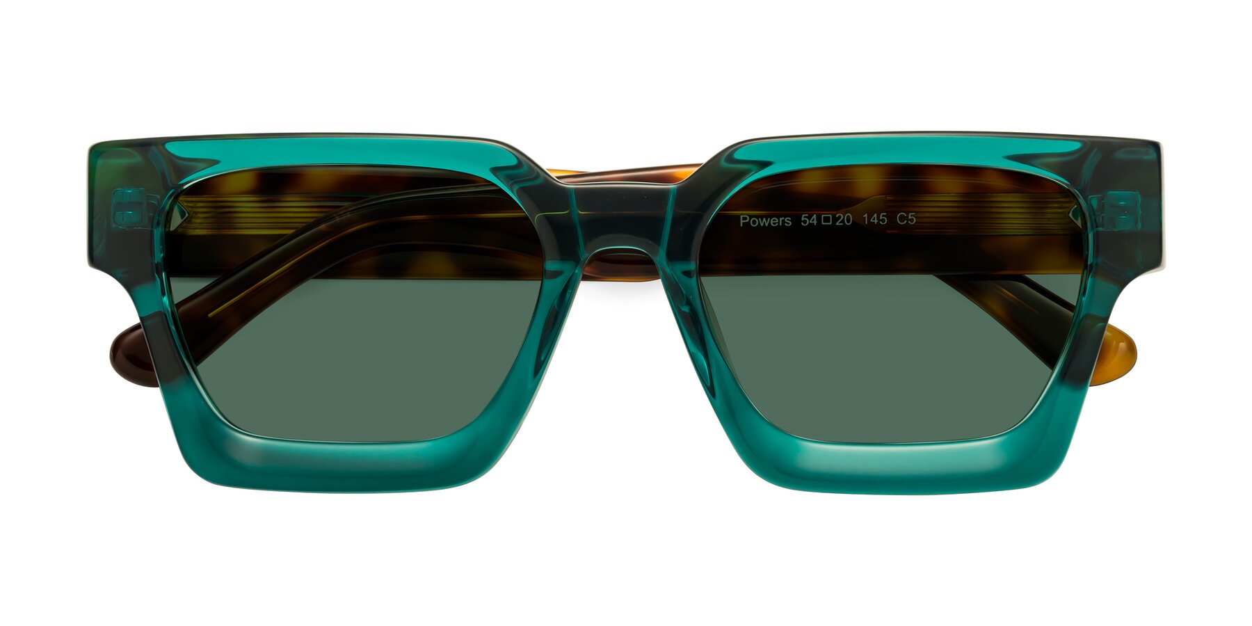 Folded Front of Powers in Green-Tortoise with Green Polarized Lenses