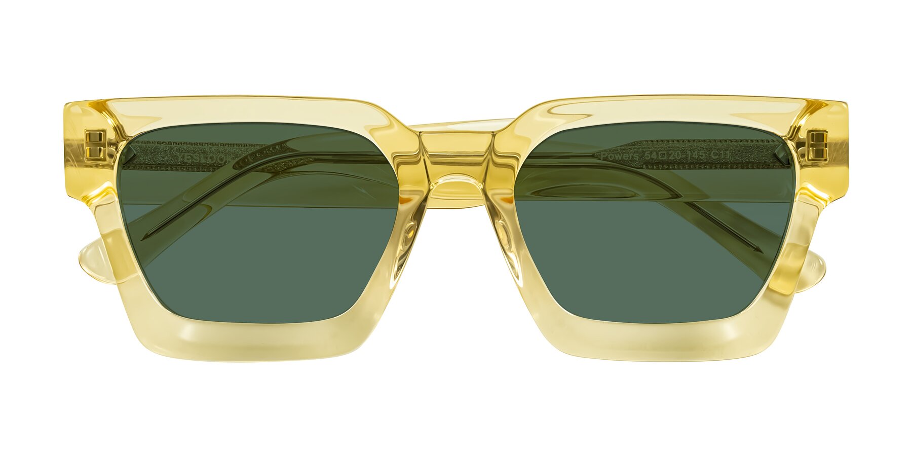 Folded Front of Powers in Light Yellow with Green Polarized Lenses