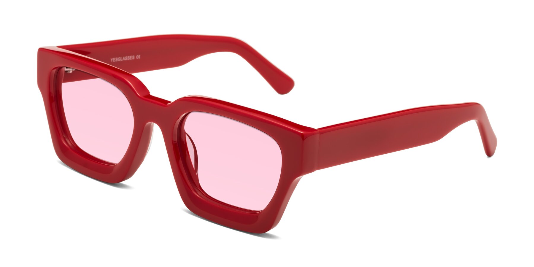 Angle of Powers in Red with Light Pink Tinted Lenses