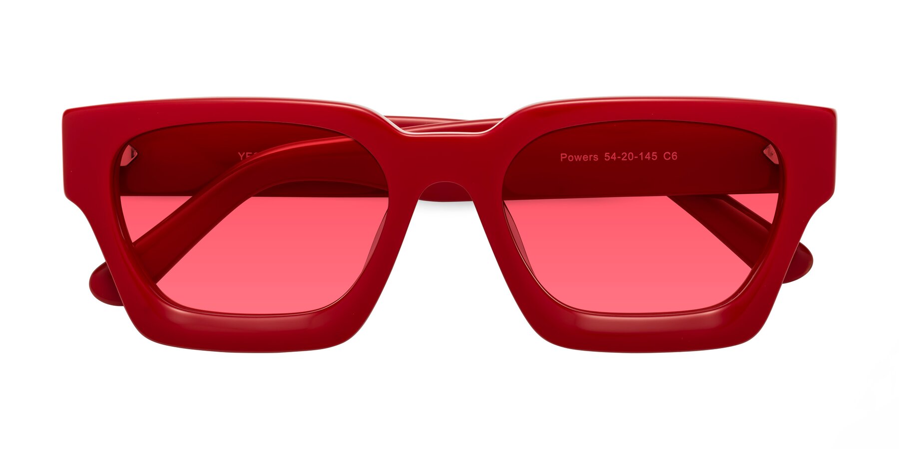 Folded Front of Powers in Red with Red Tinted Lenses