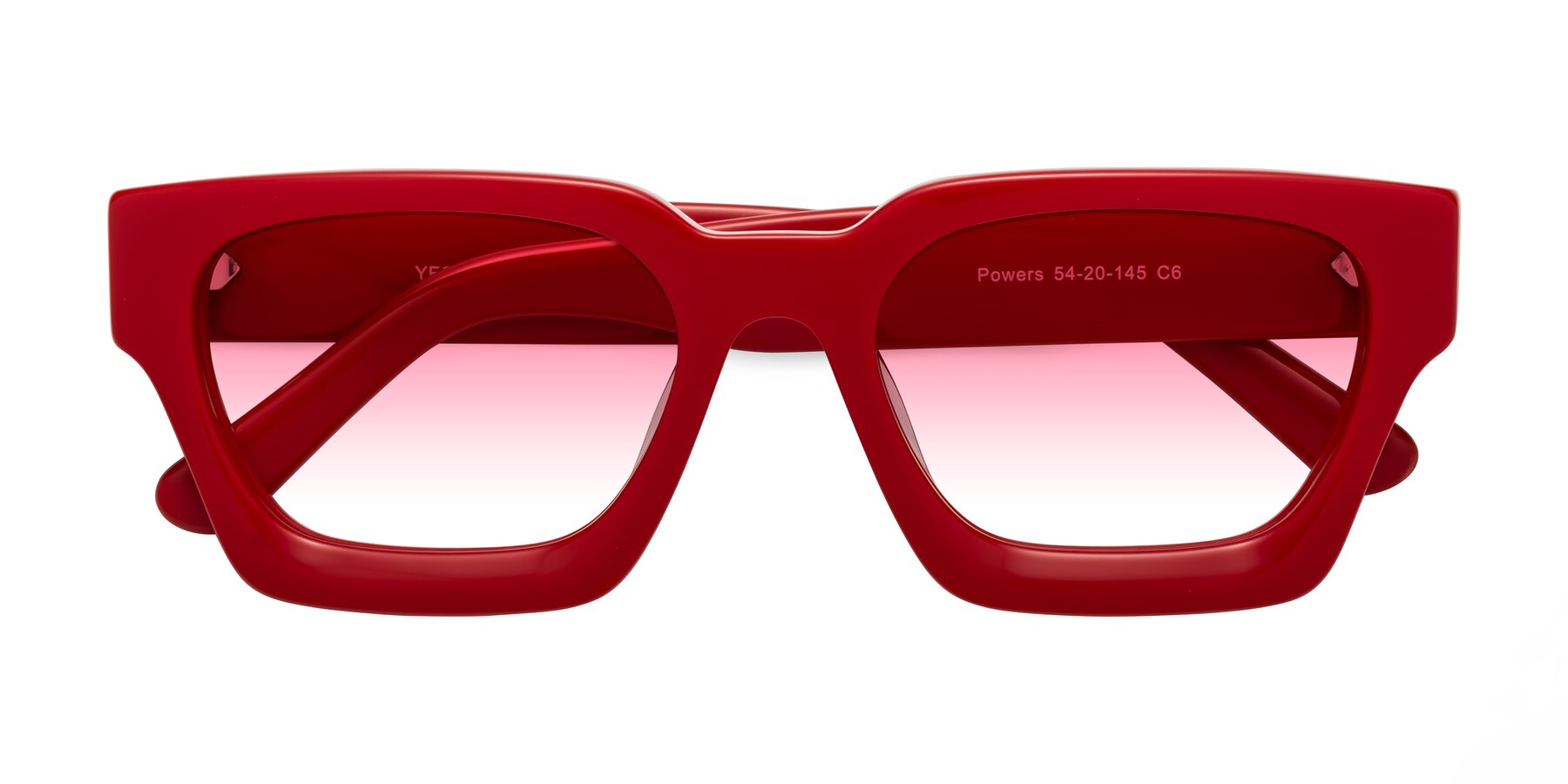Folded Front of Powers in Red with Pink Gradient Lenses