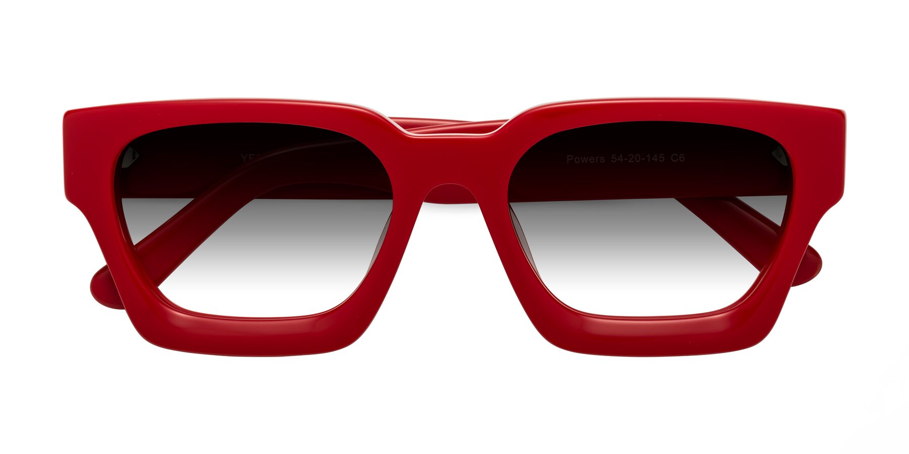 Folded Front of Powers in Red with Gray Gradient Lenses