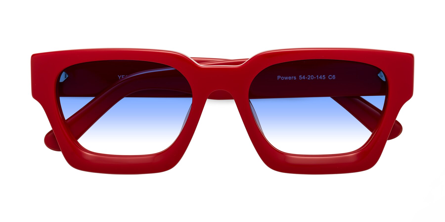 Folded Front of Powers in Red with Blue Gradient Lenses