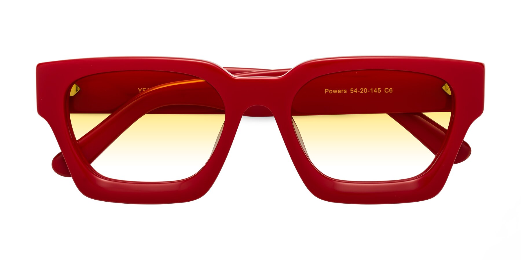 Folded Front of Powers in Red with Yellow Gradient Lenses