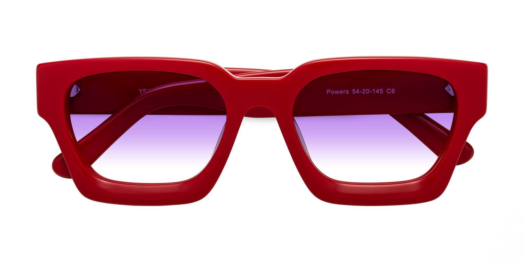 Folded Front of Powers in Red with Purple Gradient Lenses
