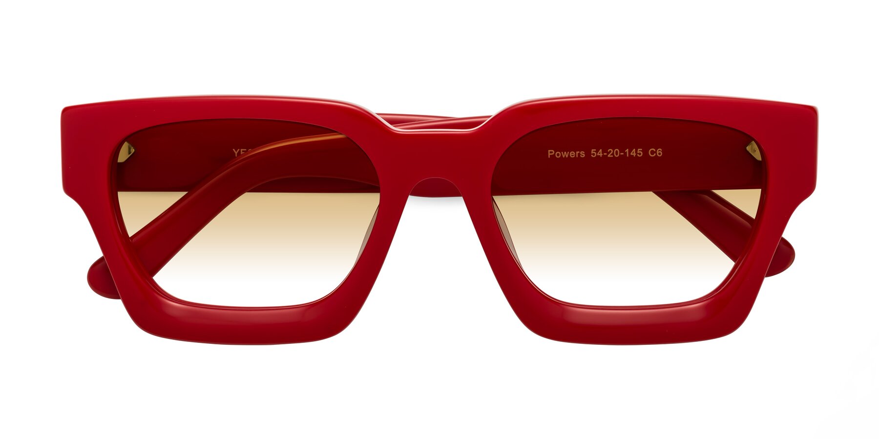 Folded Front of Powers in Red with Champagne Gradient Lenses