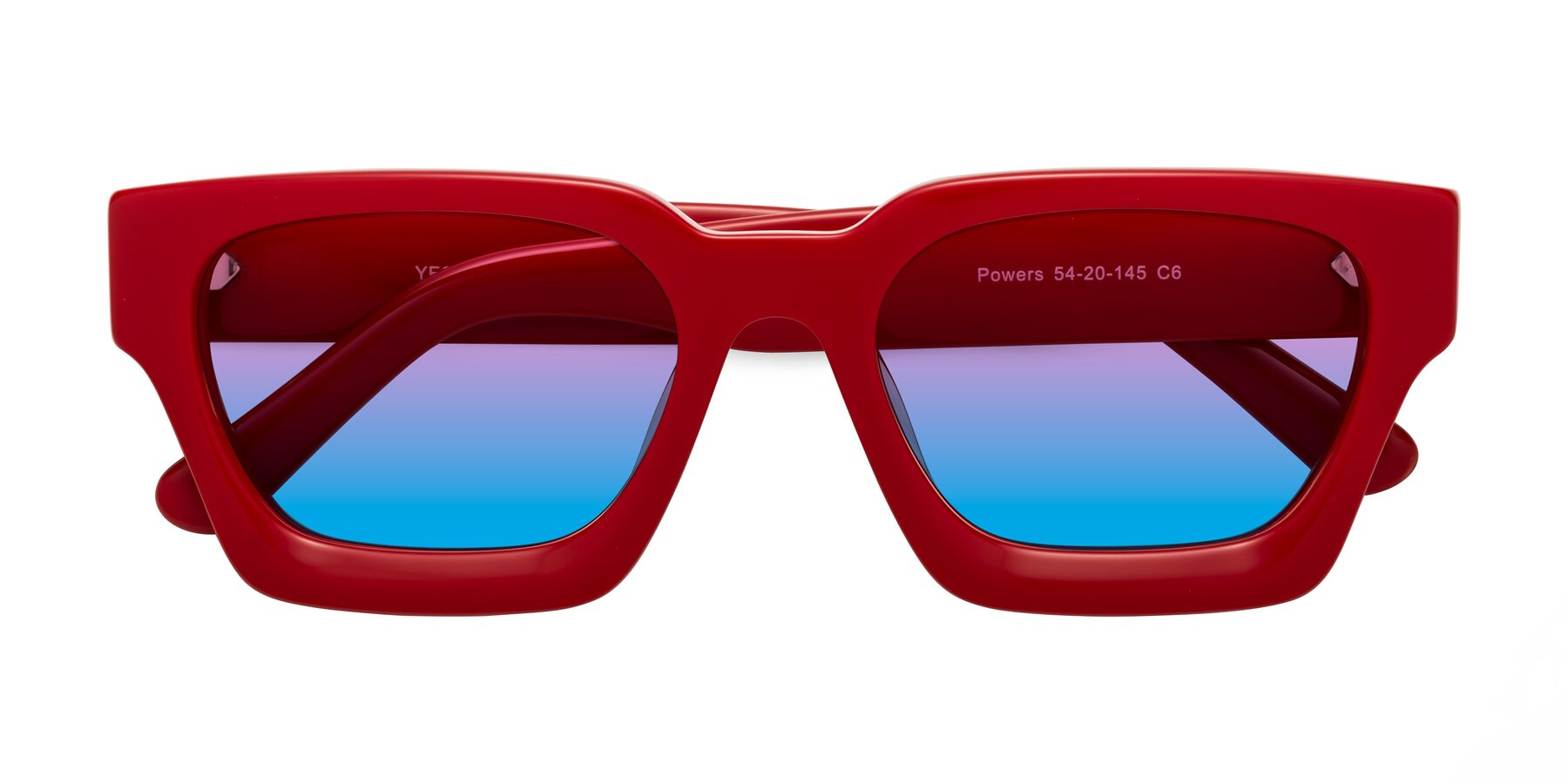 Folded Front of Powers in Red with Pink / Blue Gradient Lenses