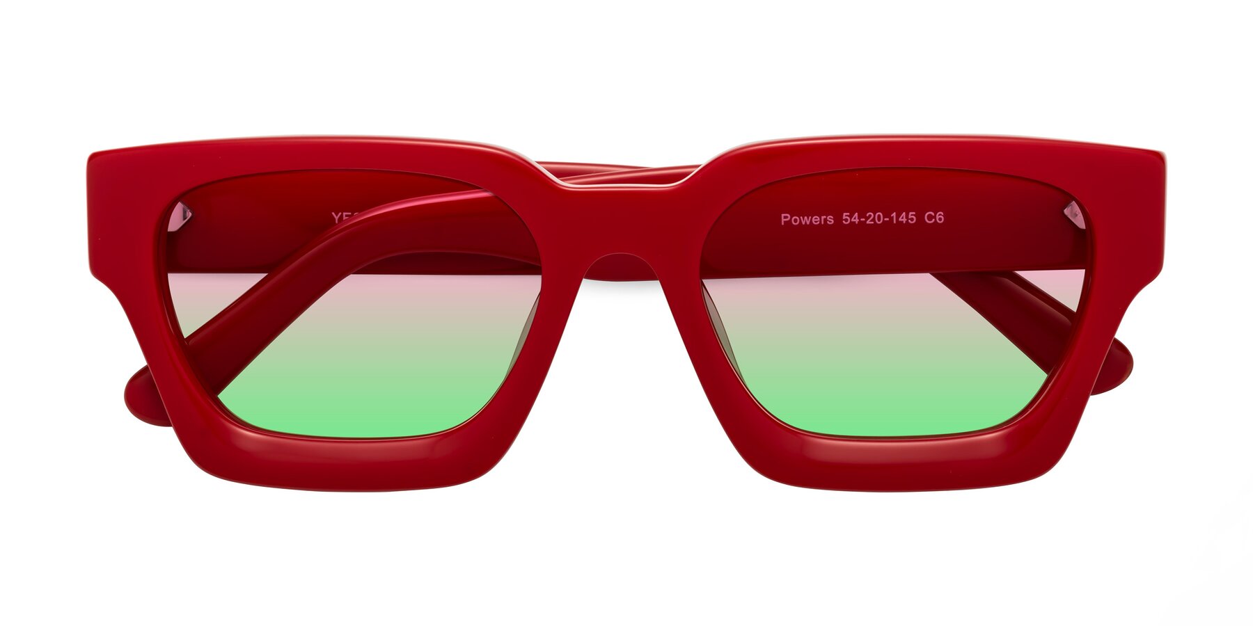 Folded Front of Powers in Red with Pink / Green Gradient Lenses