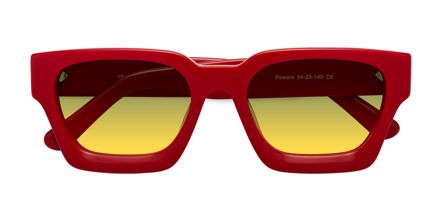 Folded Front of Powers in Red with Green / Yellow Gradient Lenses