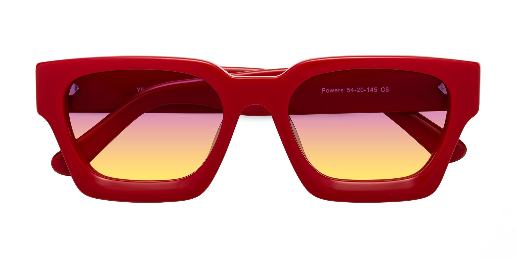 Folded Front of Powers in Red with Purple / Yellow Gradient Lenses