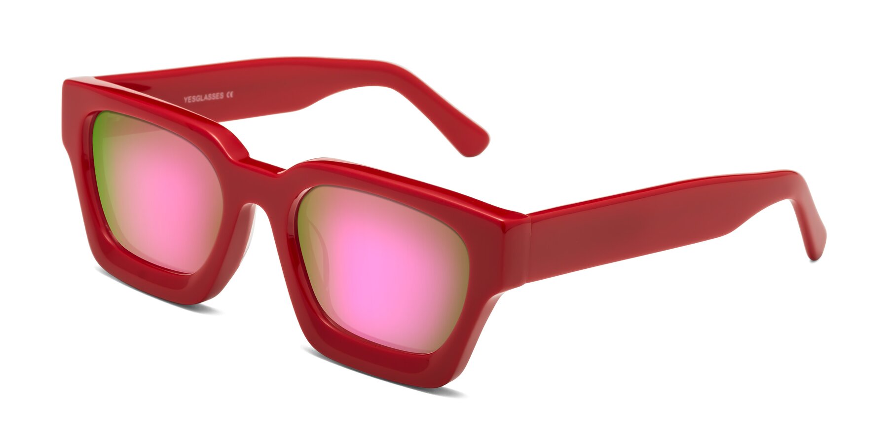 Angle of Powers in Red with Pink Mirrored Lenses