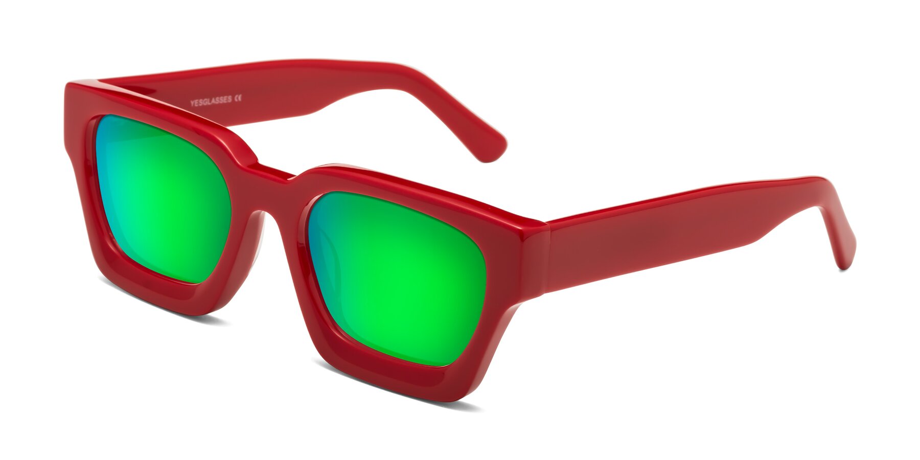 Angle of Powers in Red with Green Mirrored Lenses