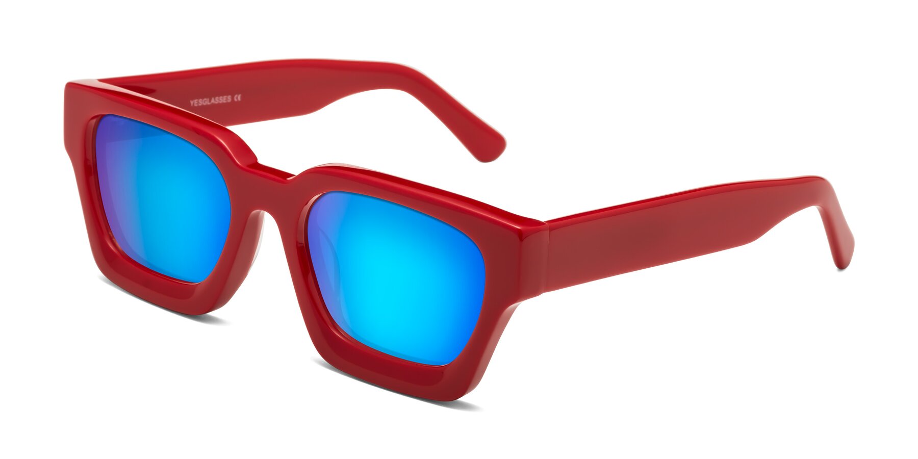 Angle of Powers in Red with Blue Mirrored Lenses