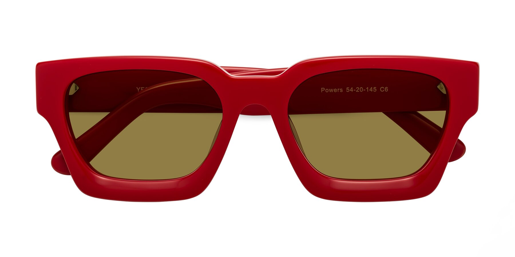 Folded Front of Powers in Red with Brown Polarized Lenses