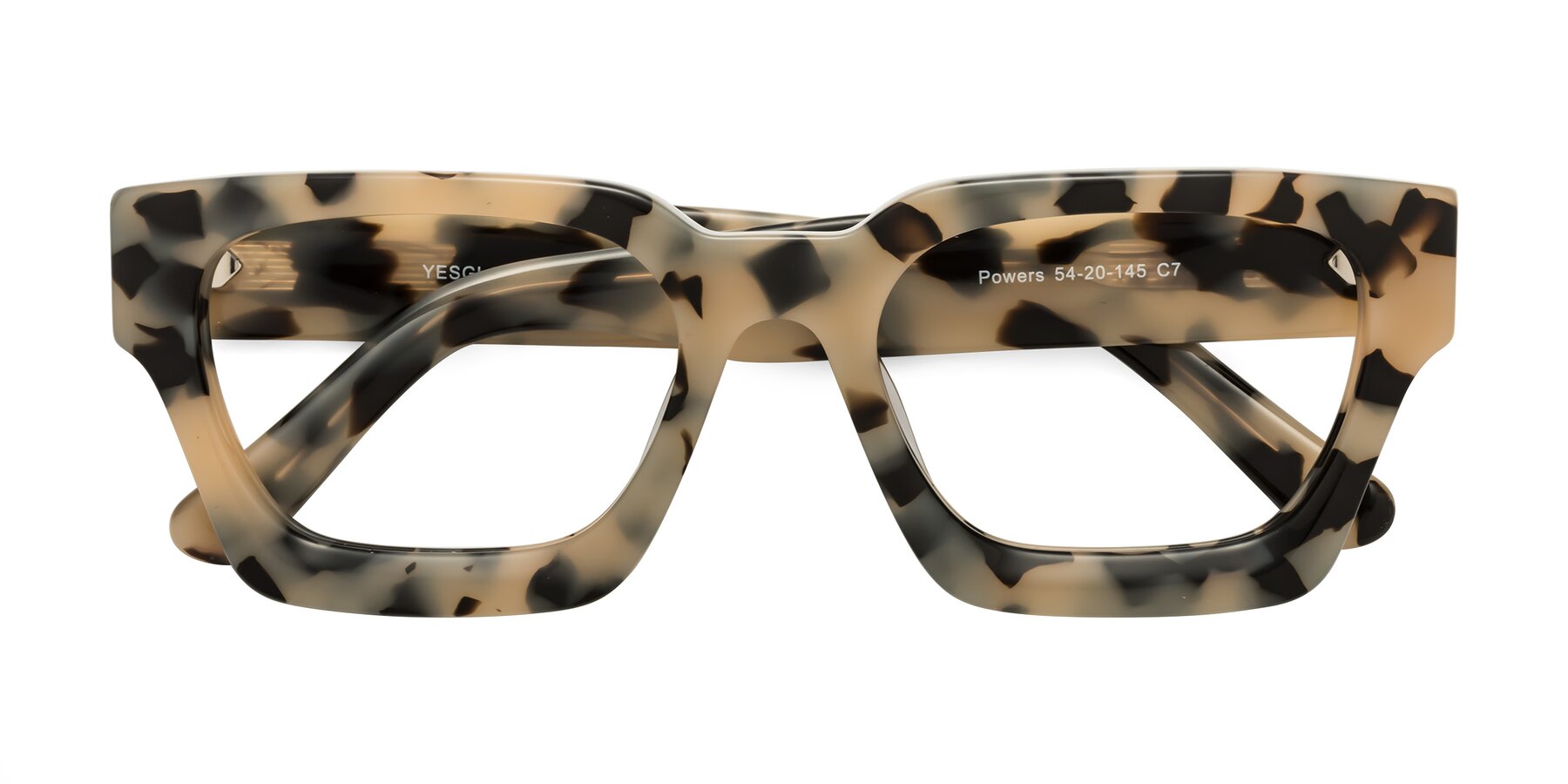 Folded Front of Powers in Ivory Tortoise with Clear Blue Light Blocking Lenses