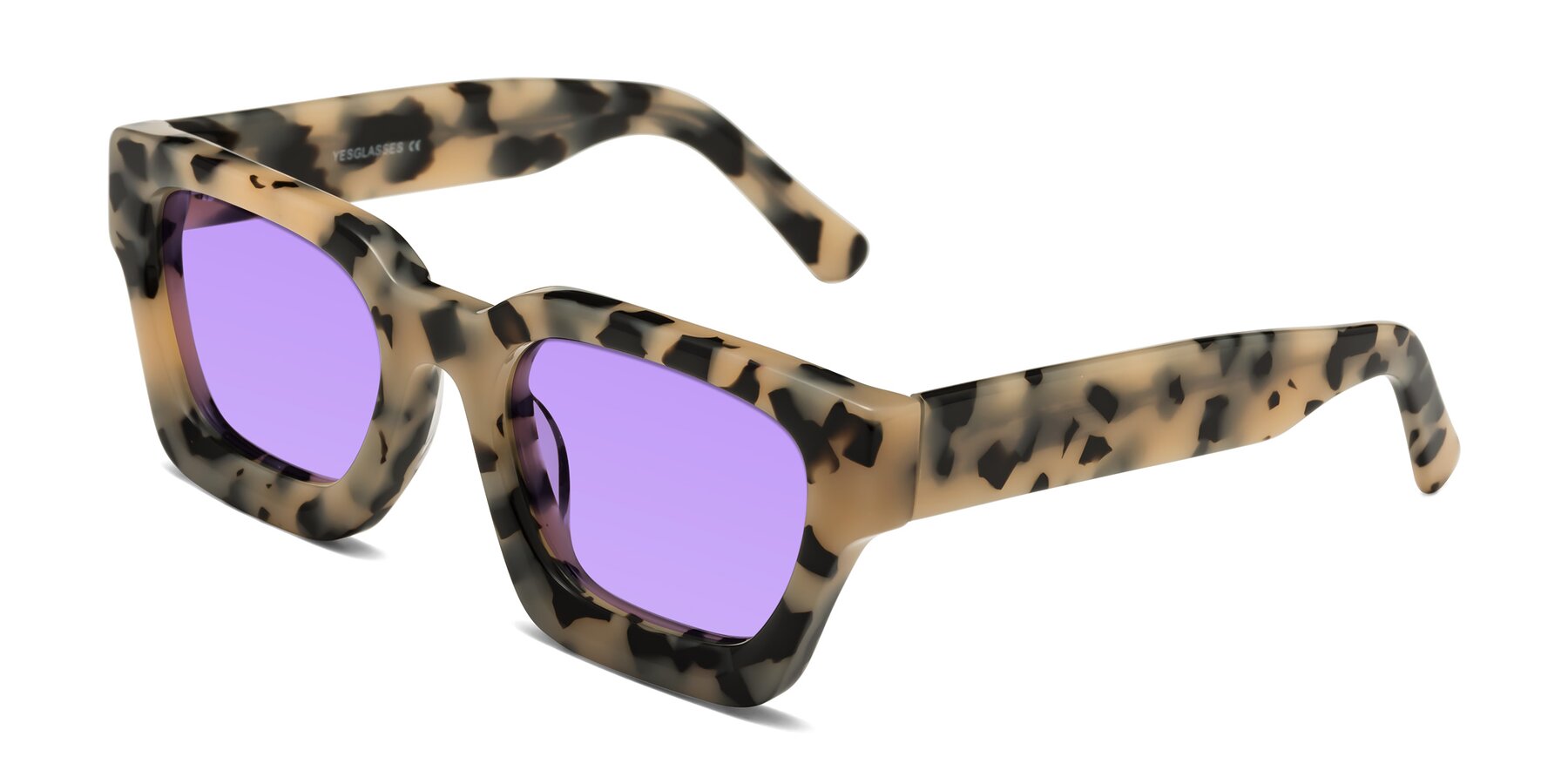 Angle of Powers in Ivory Tortoise with Medium Purple Tinted Lenses