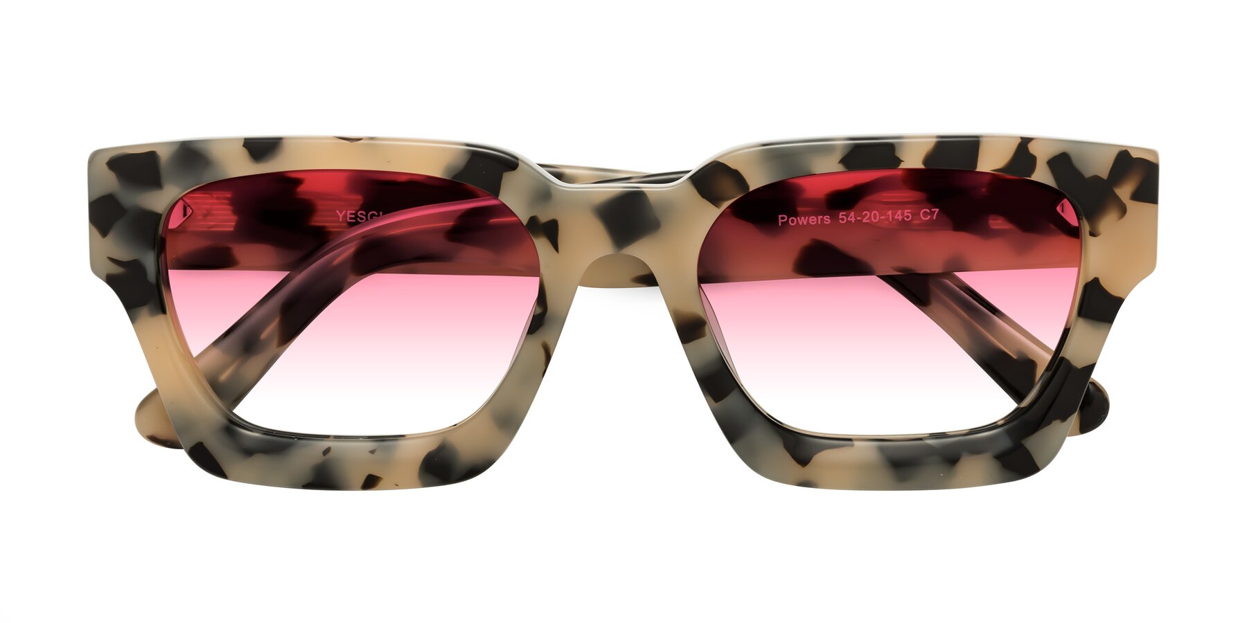 Folded Front of Powers in Ivory Tortoise with Pink Gradient Lenses