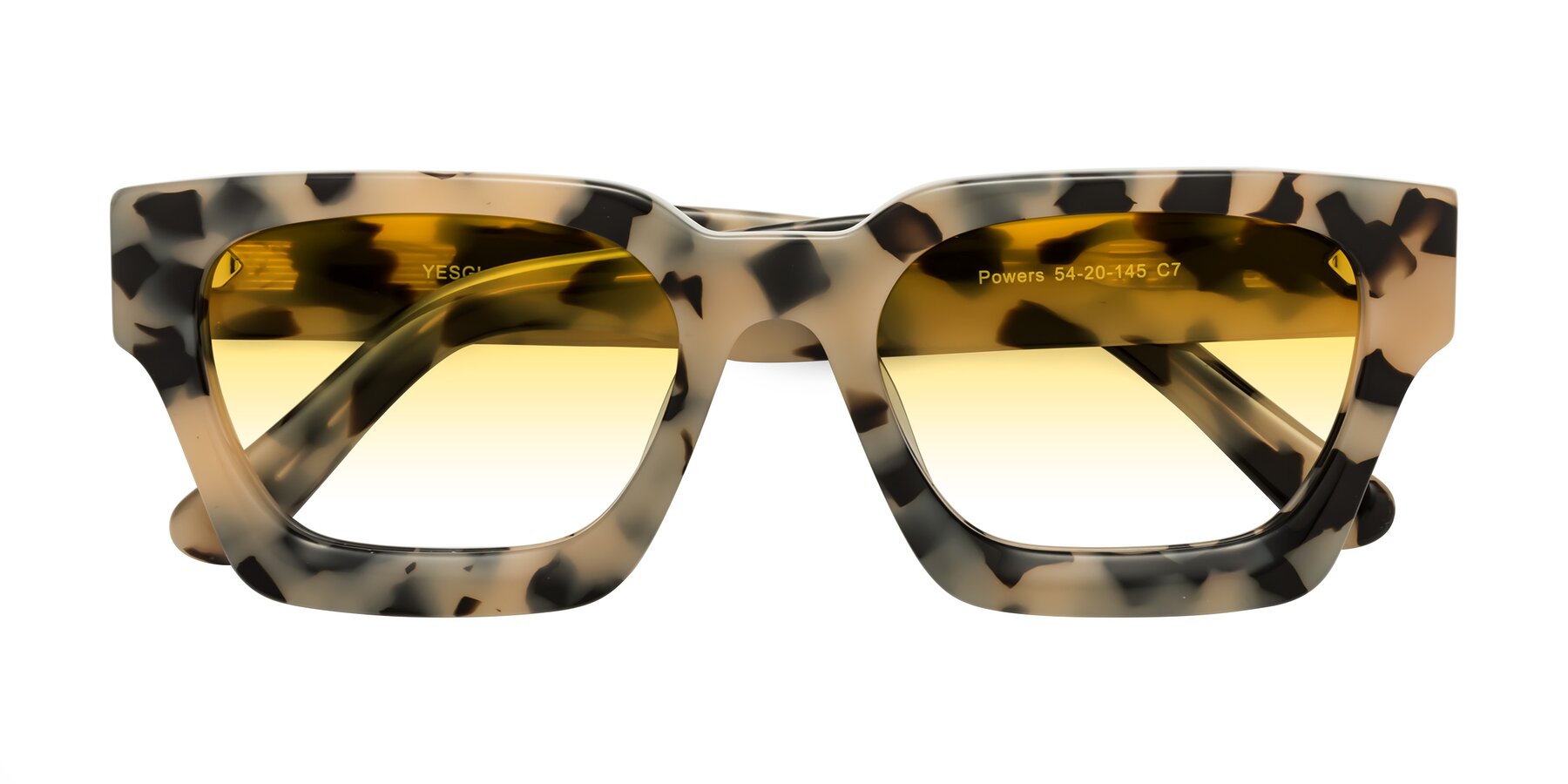 Folded Front of Powers in Ivory Tortoise with Yellow Gradient Lenses