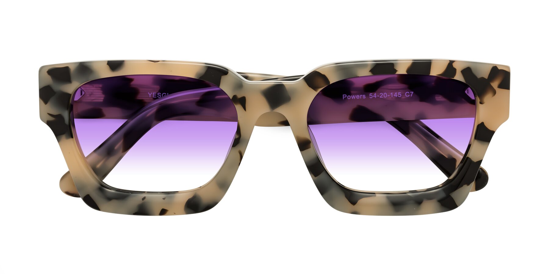 Folded Front of Powers in Ivory Tortoise with Purple Gradient Lenses