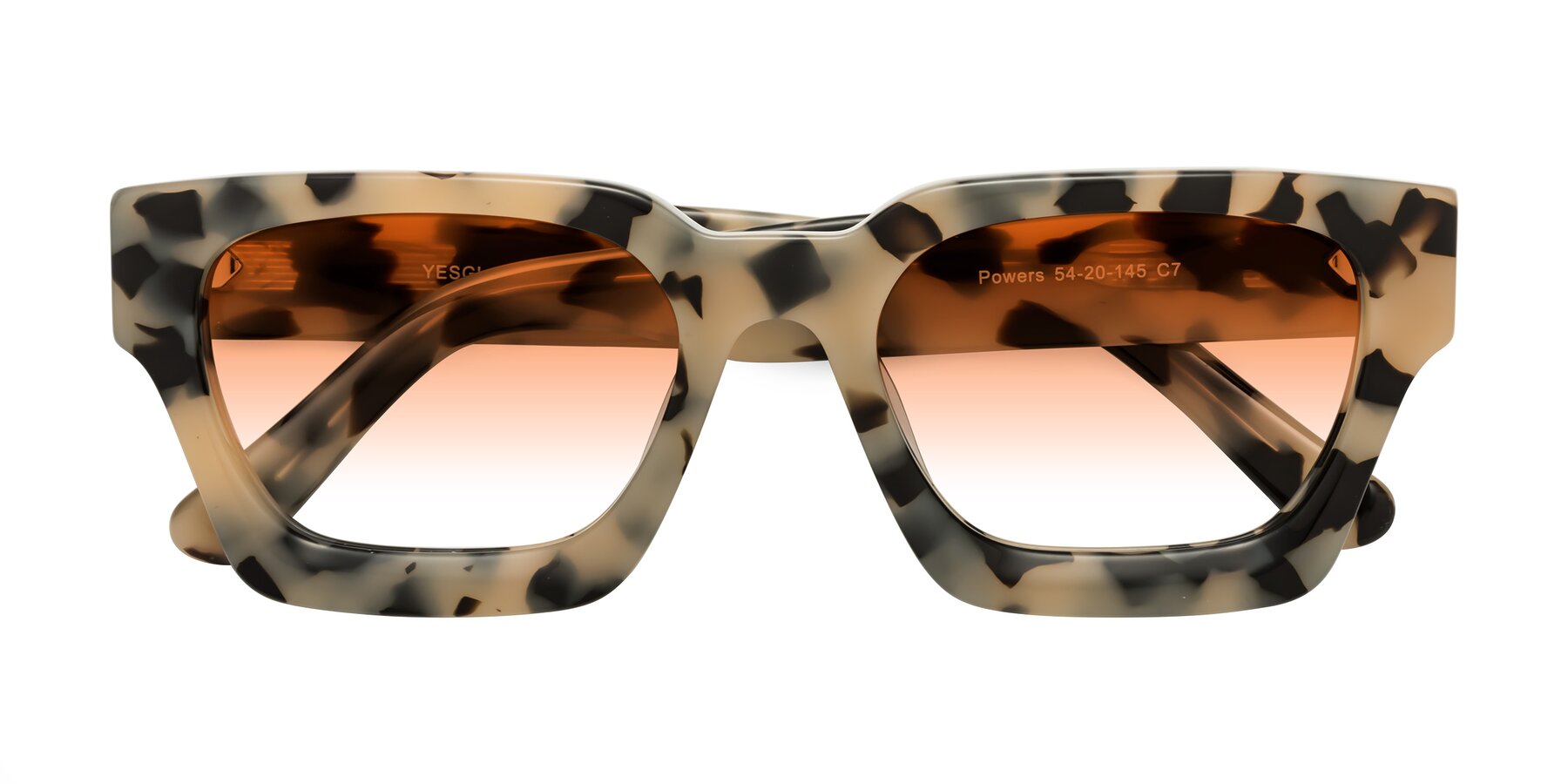 Folded Front of Powers in Ivory Tortoise with Orange Gradient Lenses