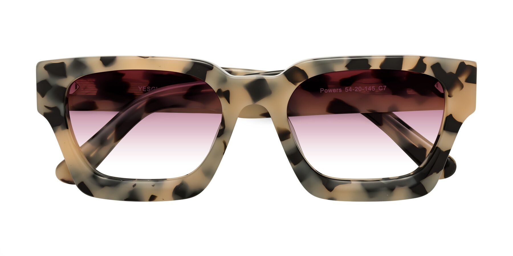 Folded Front of Powers in Ivory Tortoise with Wine Gradient Lenses