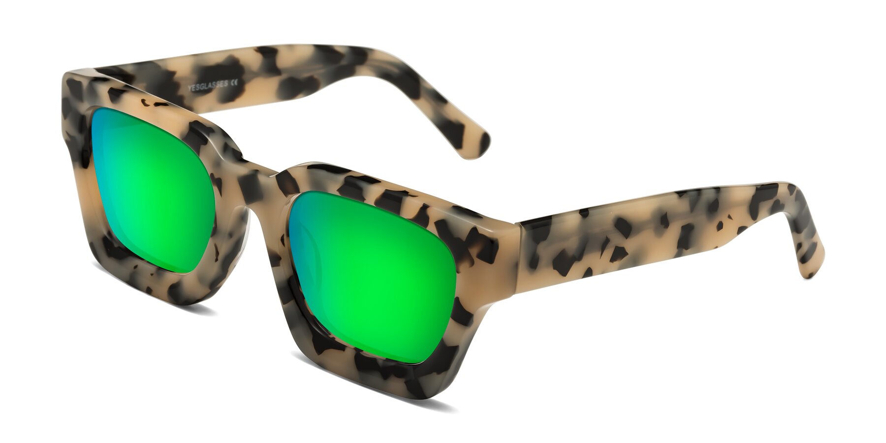 Angle of Powers in Ivory Tortoise with Green Mirrored Lenses