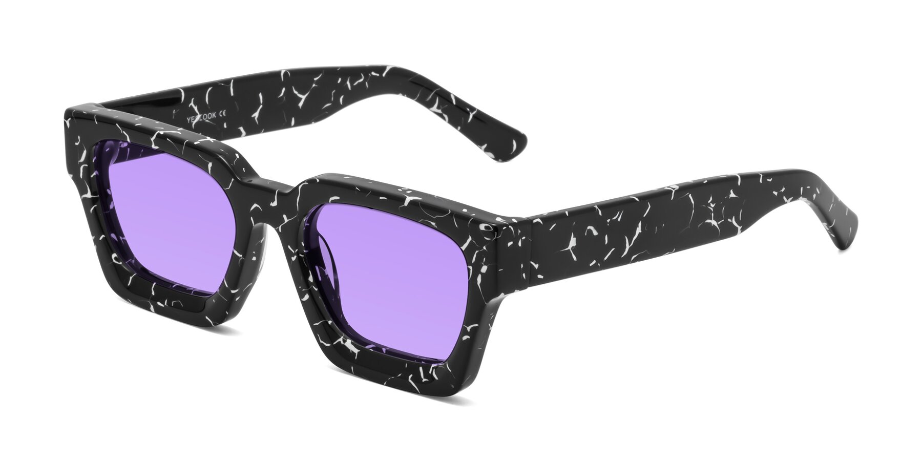 Angle of Powers in Black Marble with Medium Purple Tinted Lenses
