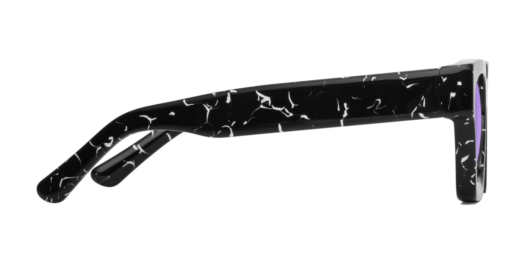 Side of Powers in Black Marble with Medium Purple Tinted Lenses