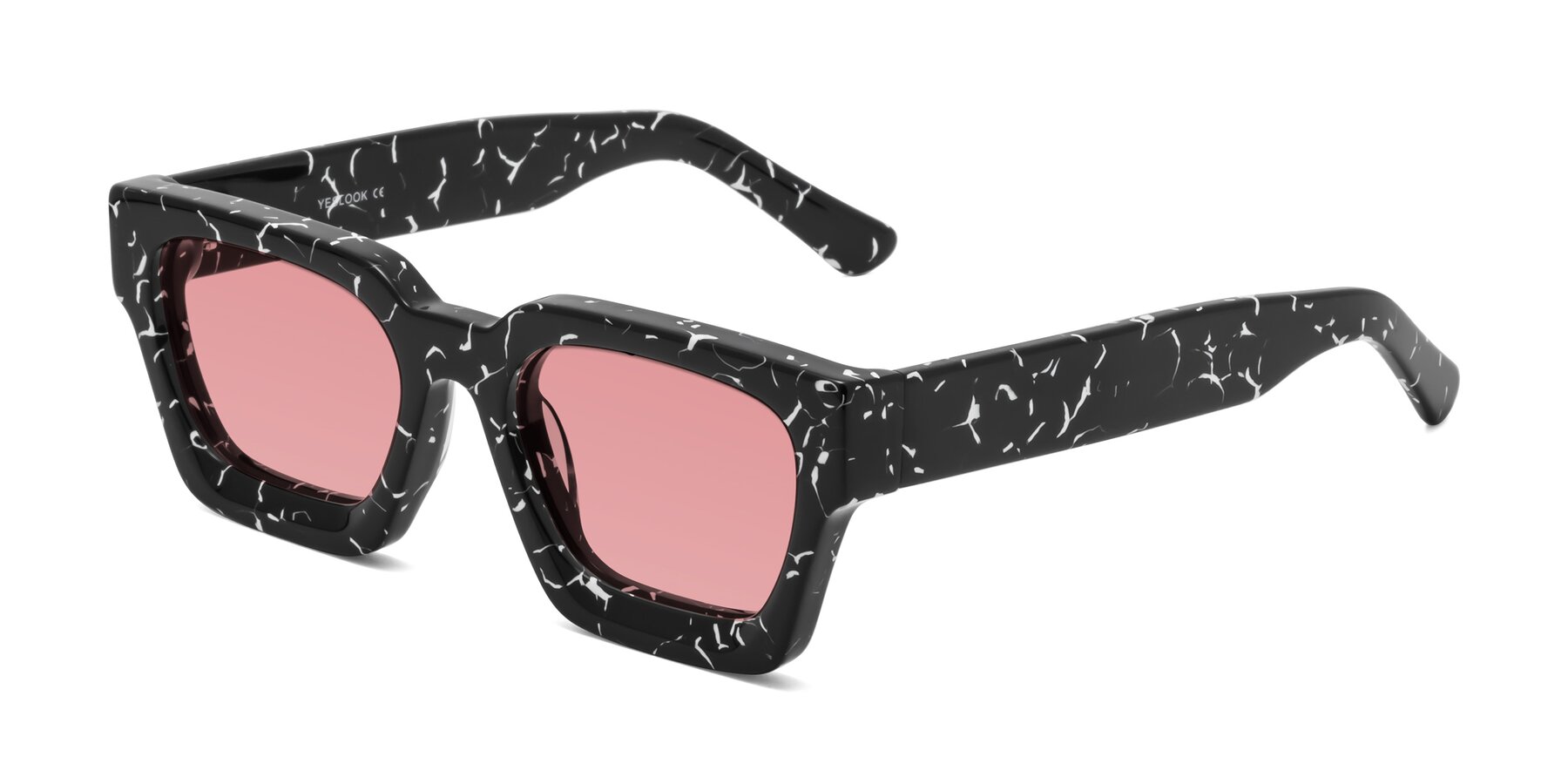Angle of Powers in Black Marble with Medium Garnet Tinted Lenses
